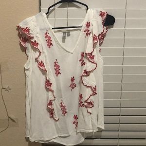 Asos embroidered flower sleeveless blouse